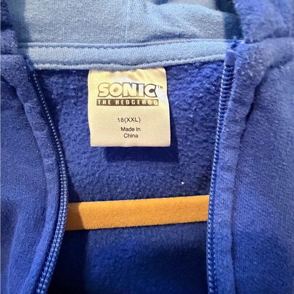 Sonic The Hedgehog Blue Kids Hoodie jacket  zip sz 18 XXL - Picture 5 of 10